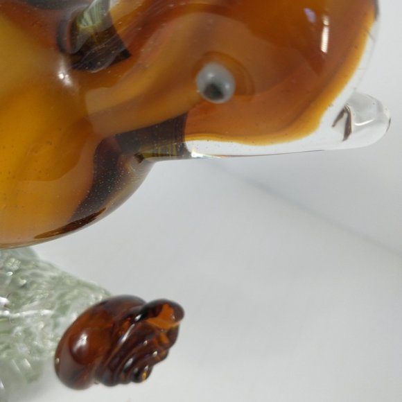Murano Large Glass Art Brown/Tan Bird with Brown/White Tails - Picture 16 of 16